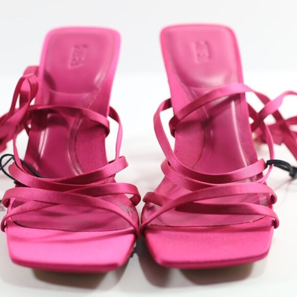 ZARA LACE UP HIGH HEEL SANDALS 6.5 NWT - Picture 1 of 5